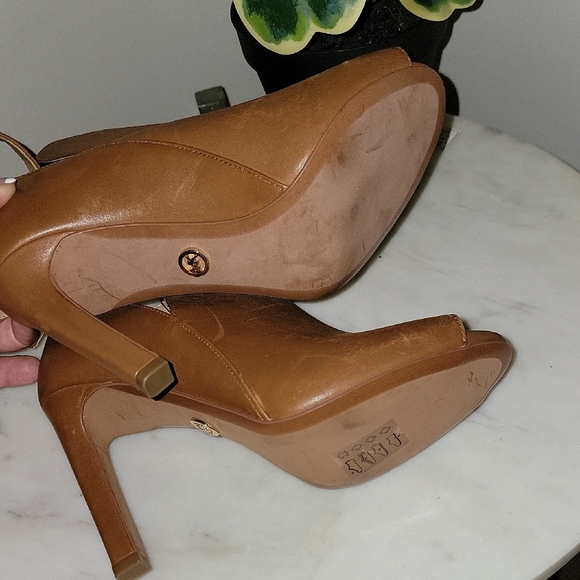 MICHAEL Michael Kors Brown Peep-Toe Heeled Boots - Picture 5 of 6